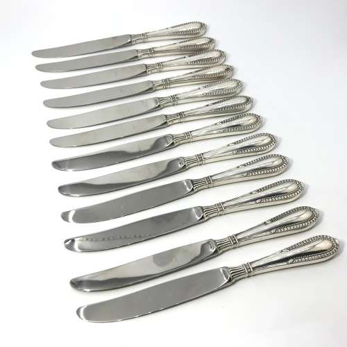 Set of Camusso silver knives with stainless steel blades - Immaculate - 752 gram - Length 21 cm