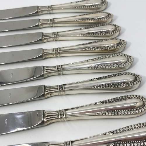Set of Camusso silver knives with stainless steel blades - Immaculate - 752 gram - Length 21 cm