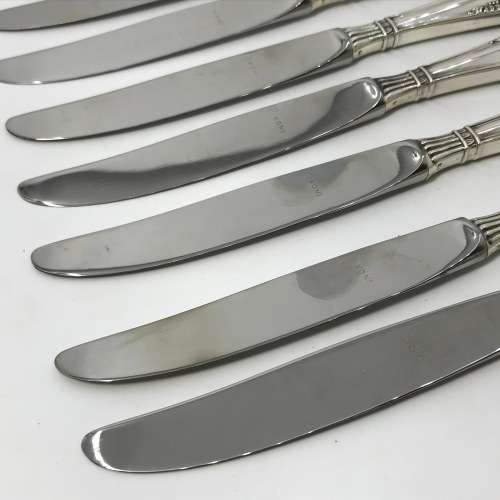 Set of Camusso silver knives with stainless steel blades - Immaculate - 752 gram - Length 21 cm