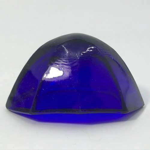 Hallmarked mustard bowl with blue glass inner