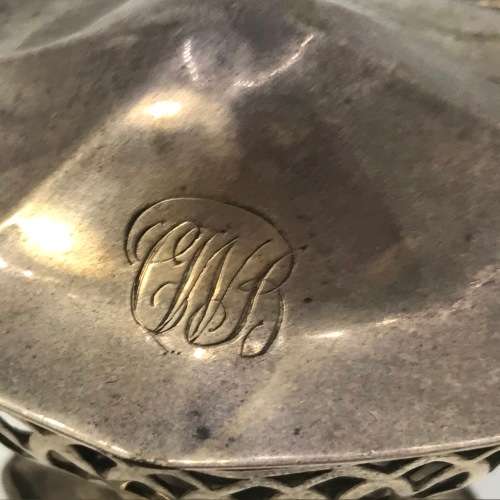 Hallmarked mustard bowl with blue glass inner