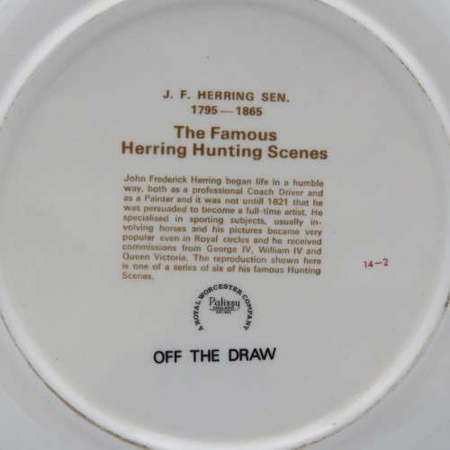Royal Worcester The Famous Herring Hunting Scenes `Off the draw` display plate - Stand not included