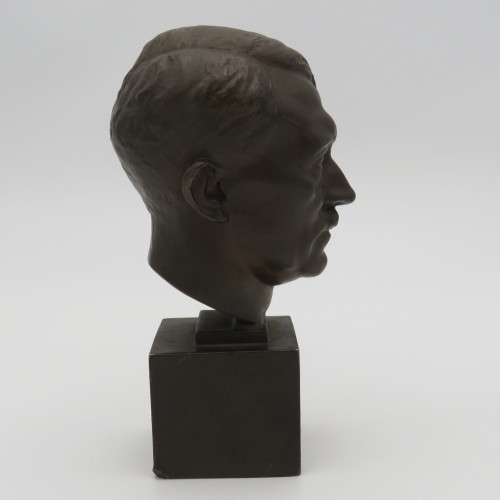 Bronze Adolf Hitler desk bust sculpture by H.M. Ley - 17 cm High