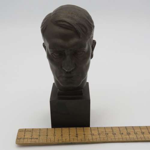Bronze Adolf Hitler desk bust sculpture by H.M. Ley - 17 cm High