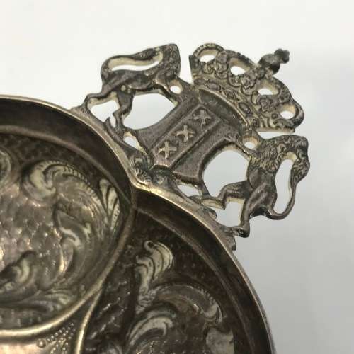 Antique Dutch Silver brandy bowl made by Pier van der Woude-hallmarked with coat of arms handles