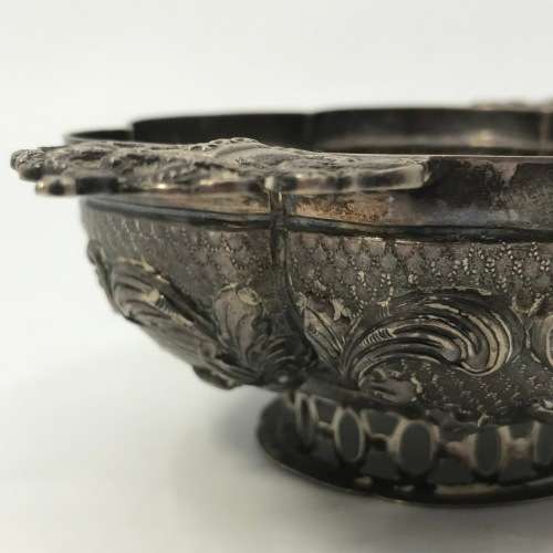 Antique Dutch Silver brandy bowl made by Pier van der Woude-hallmarked with coat of arms handles