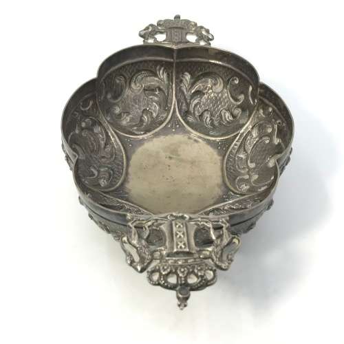 Antique Dutch Silver brandy bowl made by Pier van der Woude-hallmarked with coat of arms handles