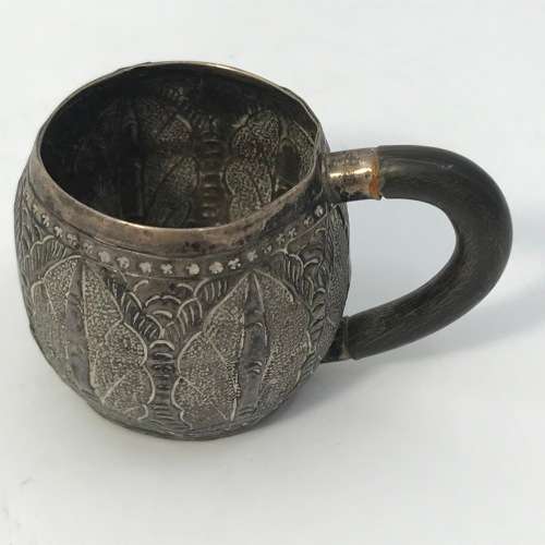 Malaysian silver ashtray and miniature mug