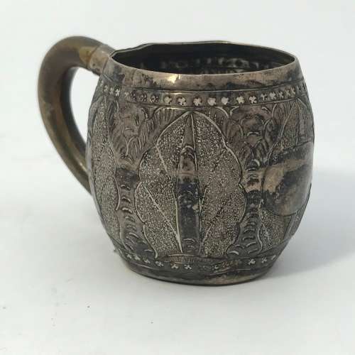 Malaysian silver ashtray and miniature mug