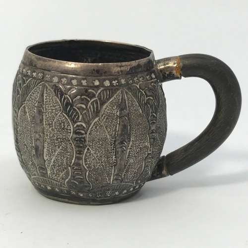 Malaysian silver ashtray and miniature mug
