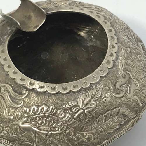 Vintage Malaysian silver ashtray with footpiece for matchbox booklet - Weighs 49grams