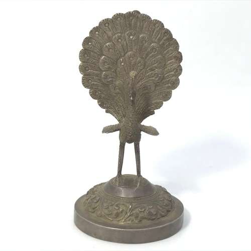 Vintage Silver peacock napkin holder - scans 80% silver - weighs 45.1 grams