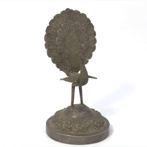 Vintage Silver peacock napkin holder - scans 80% silver - weighs 45.1 grams