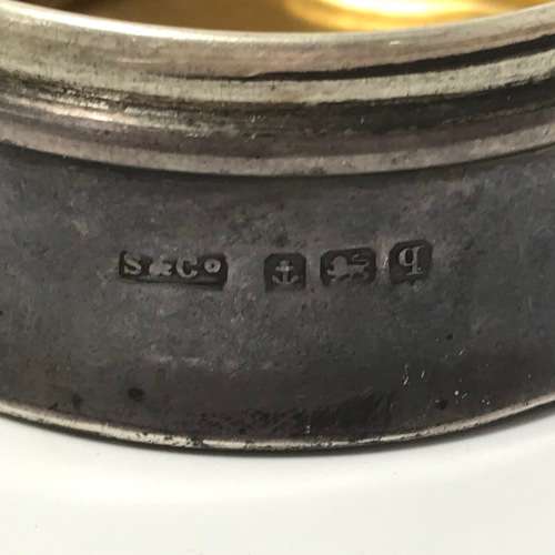 Scottish Hallmarked silver snuff box with Scots Guard emblem on tortoise lid - Birmingham