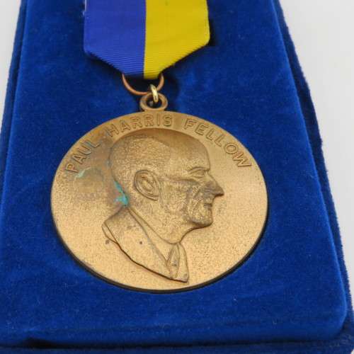 Rotary International Paul Harris Fellow medallion in box