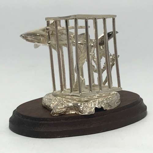 Sterling Silver Shark Cage diving sculpture by Stuart Benade