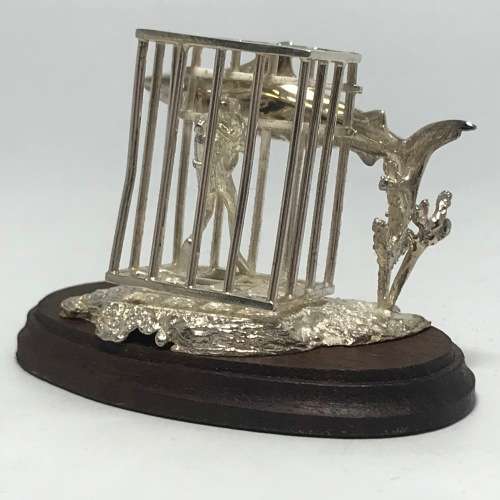 Sterling Silver Shark Cage diving sculpture by Stuart Benade