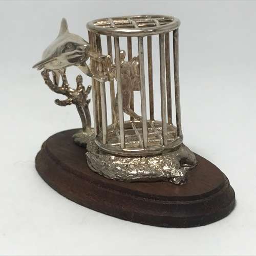 Sterling Silver Shark Cage diving sculpture by Stuart Benade