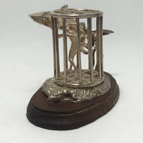 Sterling Silver Shark Cage diving sculpture by Stuart Benade