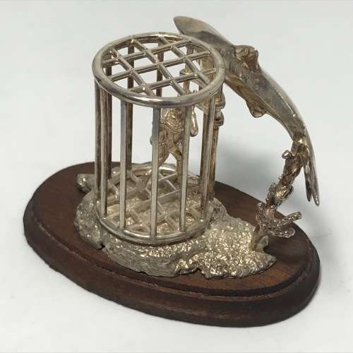 Sterling Silver Shark Cage diving sculpture by Stuart Benade