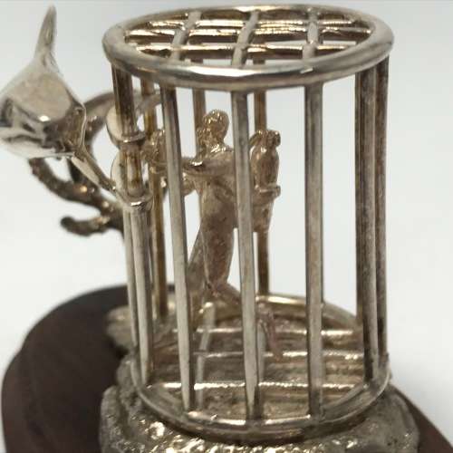 Sterling Silver Shark Cage diving sculpture by Stuart Benade