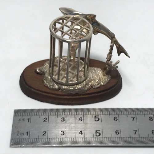 Sterling Silver Shark Cage diving sculpture by Stuart Benade