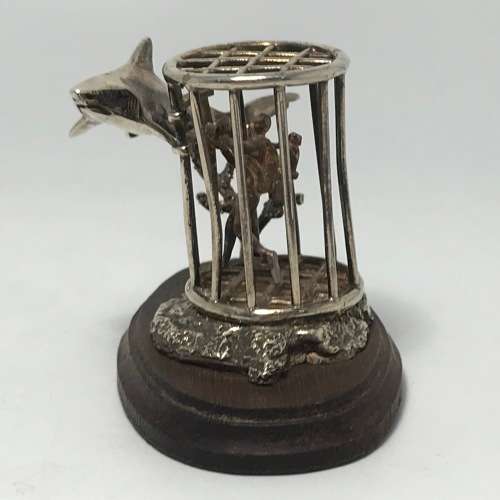 Sterling Silver Shark Cage diving sculpture by Stuart Benade