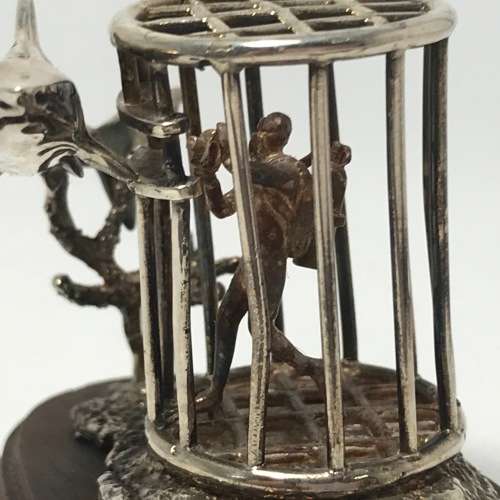 Sterling Silver Shark Cage diving sculpture by Stuart Benade