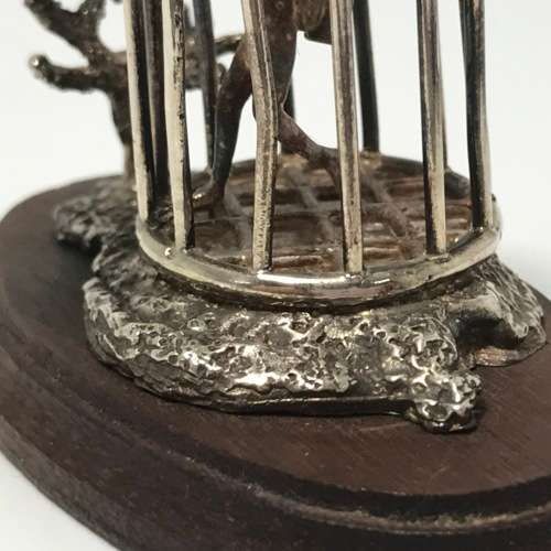 Sterling Silver Shark Cage diving sculpture by Stuart Benade