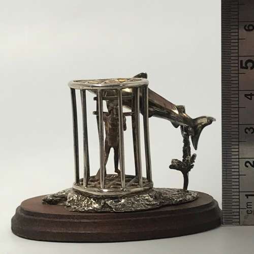 Sterling Silver Shark Cage diving sculpture by Stuart Benade