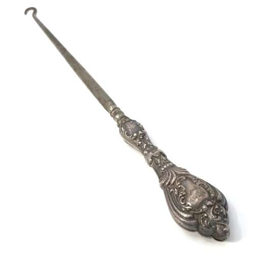 Antique Silver bootlace puller - hallmarked - Birmingham - front part is steel