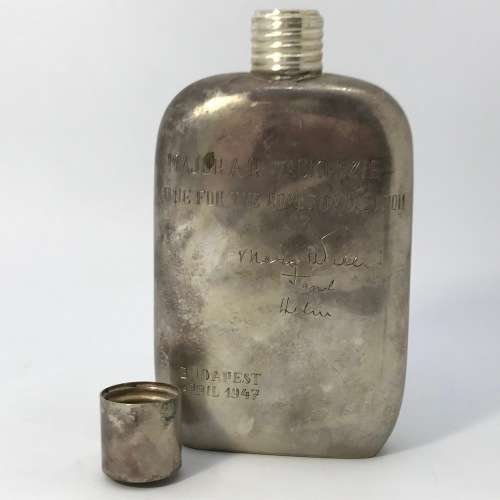 Silver Liquor bottle - Major A.R. Mackenzie one for the road for Mac from Mary Willis and Hilm