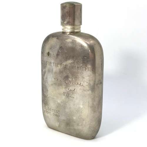 Silver Liquor bottle - Major A.R. Mackenzie one for the road for Mac from Mary Willis and Hilm