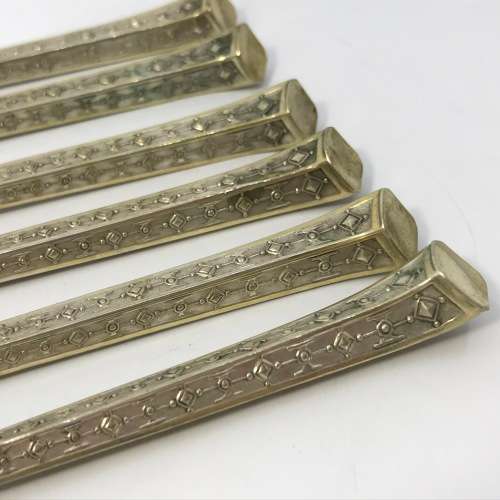 Set of 6 pickle forks with Dutch Silver handles in box