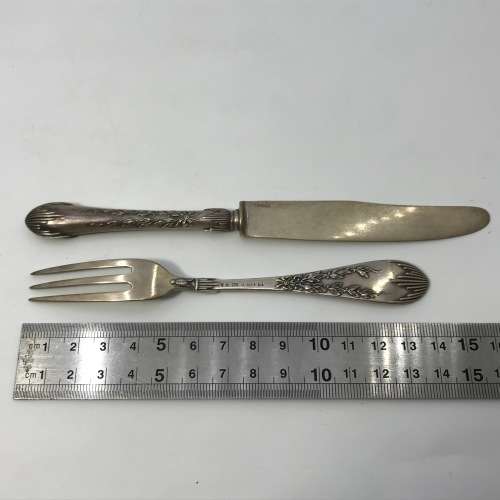 Vintage German 800 Silver fruit fork and knife set