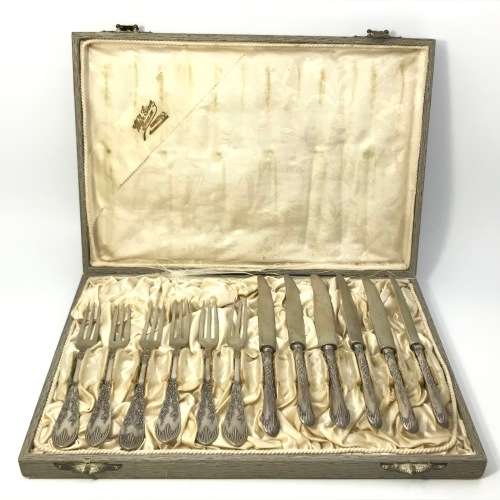 Vintage German 800 Silver fruit fork and knife set
