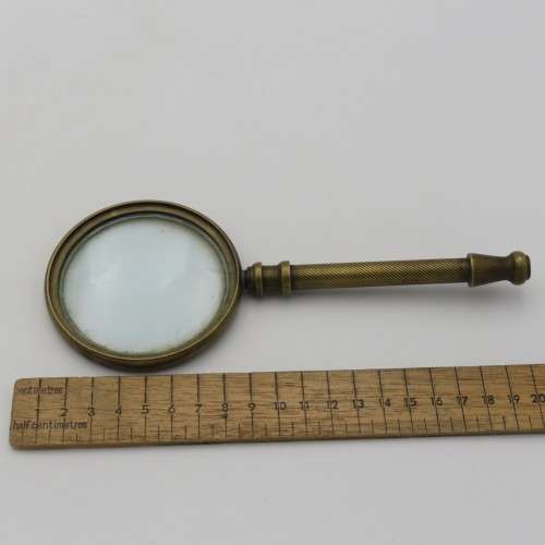 Vintage brass Magnifying glass - Marked Henry Hughes Son Ltd London 1941