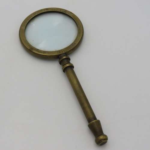 Vintage brass Magnifying glass - Marked Henry Hughes Son Ltd London 1941