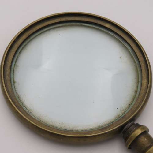 Vintage brass Magnifying glass - Marked Henry Hughes Son Ltd London 1941