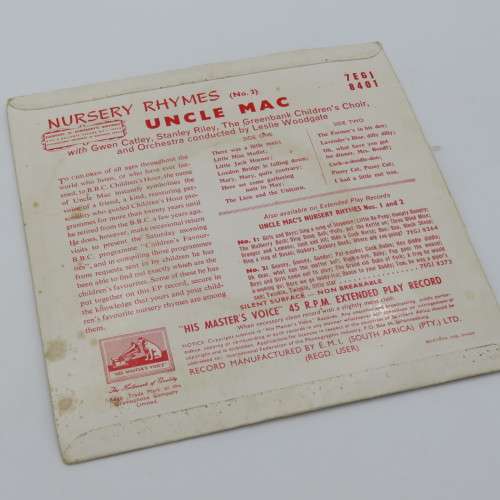 His Masters Voice Nursery Rhymes No.3 by Uncle Mac 45 rpm vinyl record