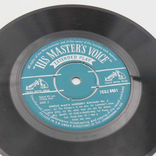 His Masters Voice Nursery Rhymes No.3 by Uncle Mac 45 rpm vinyl record