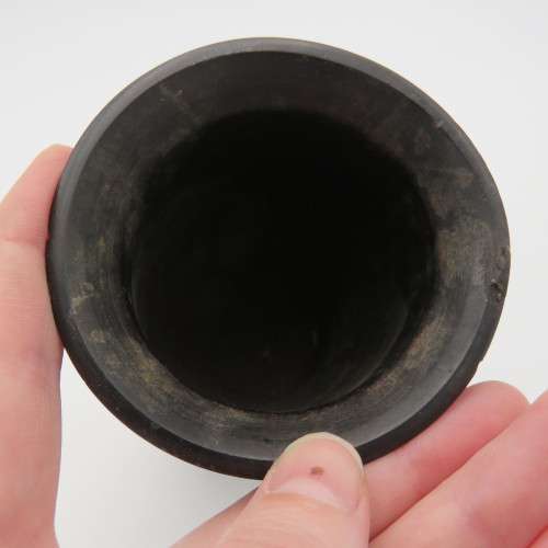 Vintage Ebony wooden vase with inlays