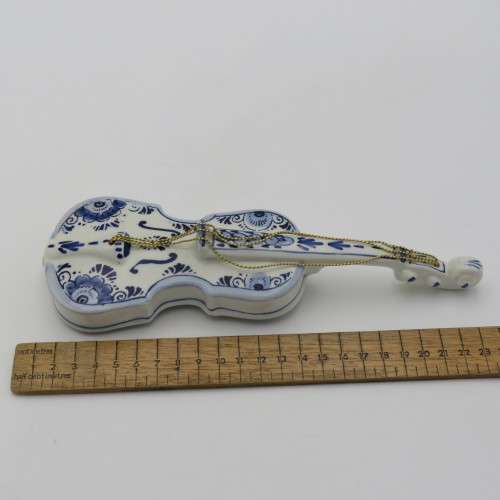 Vintage Delft blue porcelain violin ornament