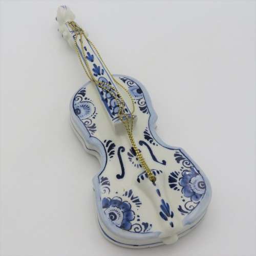 Vintage Delft blue porcelain violin ornament