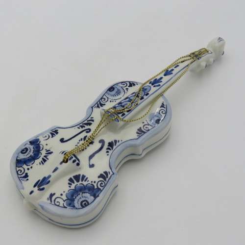 Vintage Delft blue porcelain violin ornament