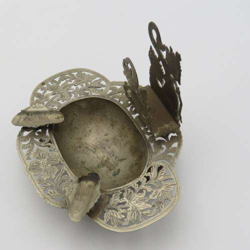 Vintage silverplated ashtray with matchbox holder with pixie motif