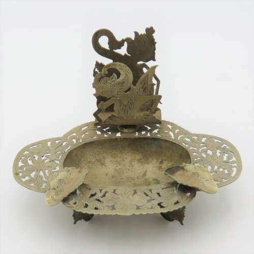 Vintage silverplated ashtray with matchbox holder with pixie motif