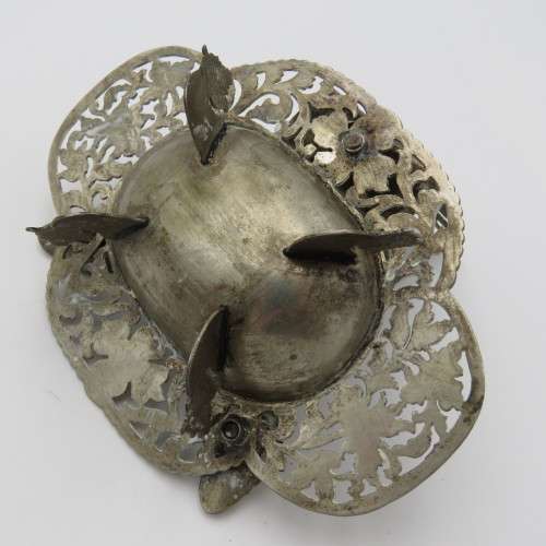 Vintage silverplated ashtray with matchbox holder with pixie motif