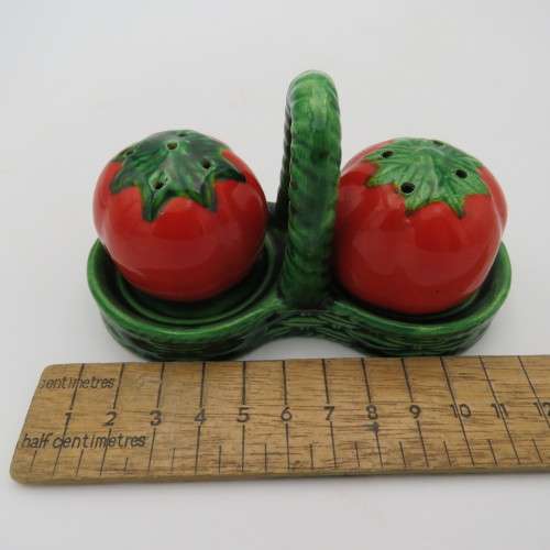 Vintage Tomato shaped salt and pepper shakers