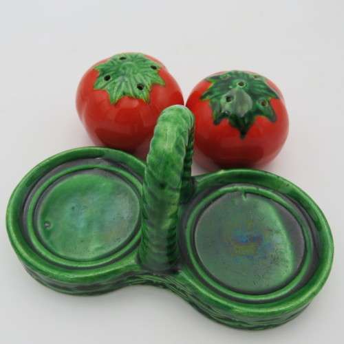 Vintage Tomato shaped salt and pepper shakers